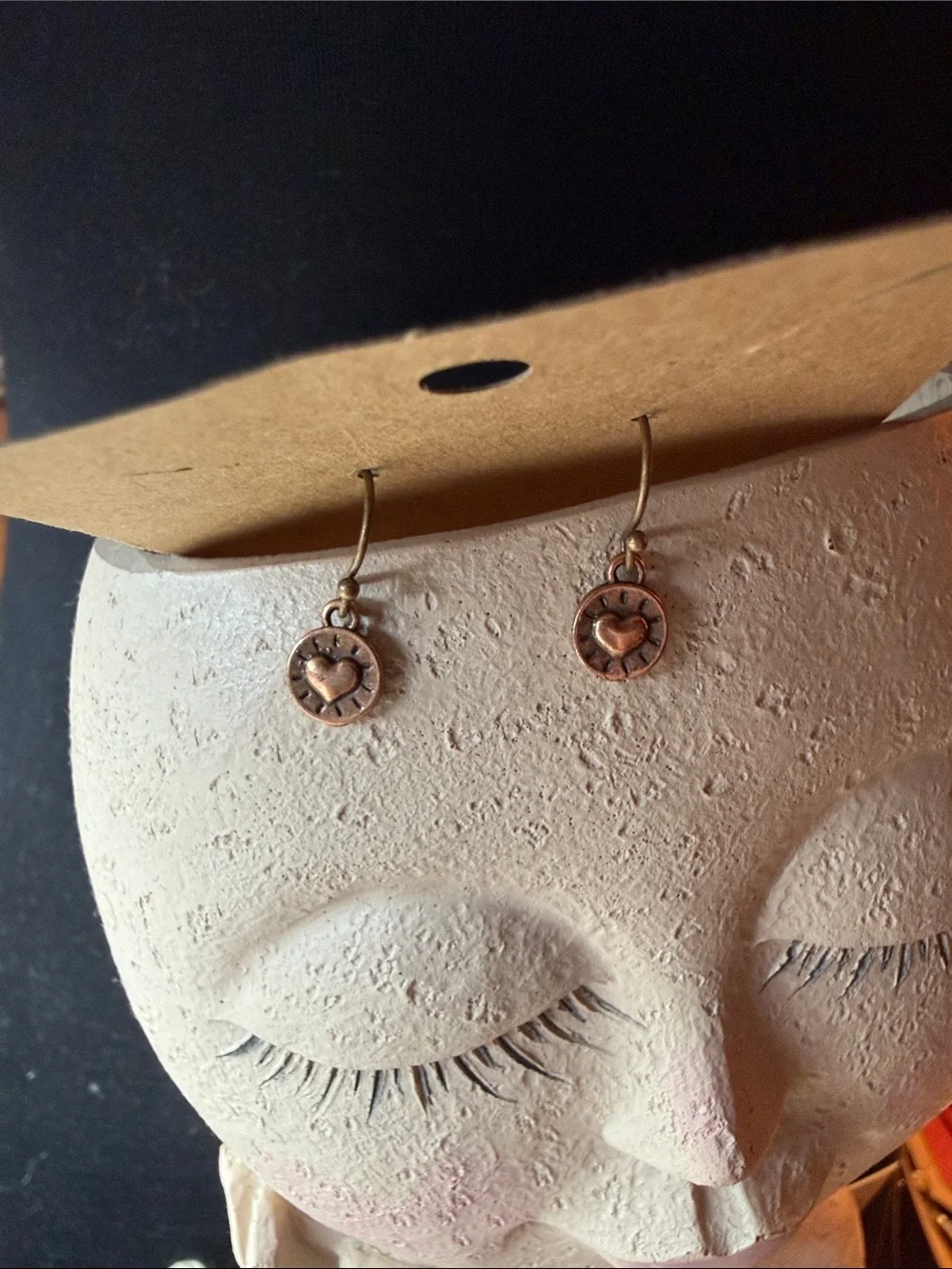 Copper Heart Drop Earrings - Women Jewelry